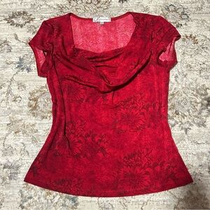 Dressbarn Red Floral Blouse